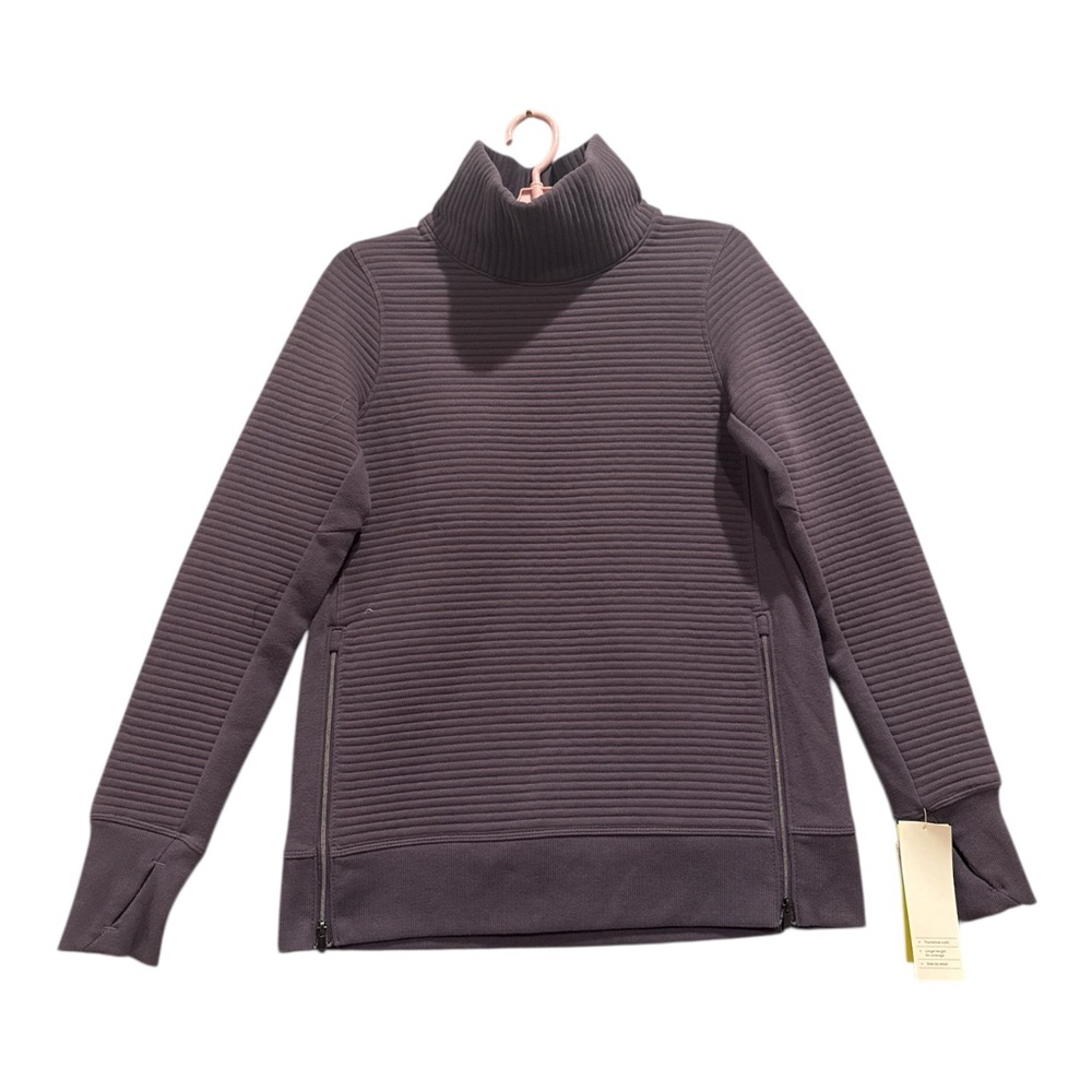 NWT All in Motion Quilted Pullover Heathered Purple Mock Neck Sweatshirt Size XS